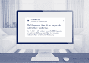 SEO KEywords, Google Snippet auf Bildschirm