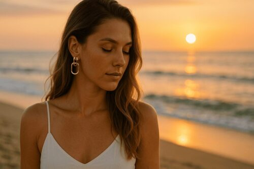 KI-Bild, Frau am Strand