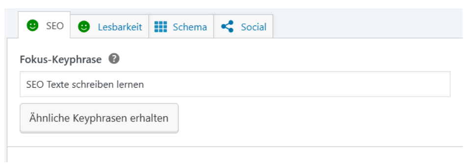 Darstellung der Fokus-Keyphrase in Yoast SEO